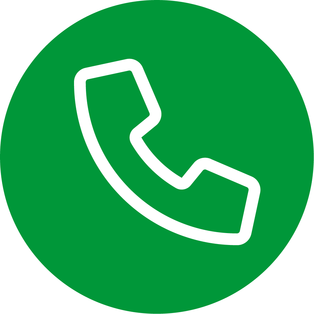 Green icon of telephone.